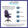 Pemberly Row Plastic Gaming Chair with Flip-Up Arms in Purple/Black