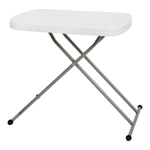 Pemberly Row 26&quot Plastic Folding TV Tray/Laptop Table in Granite White