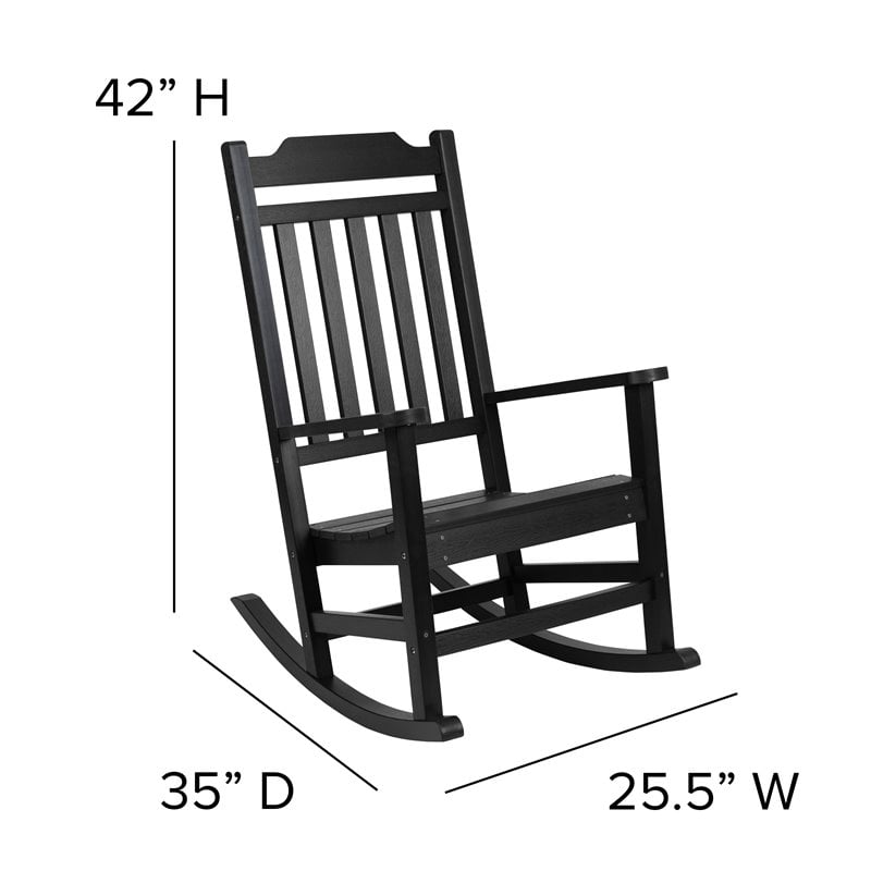 Pemberly Row Resin Set 2 Rocking Chairs and Side Table in Black