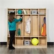Pemberly Row 5 Section Wood School Coat Locker with Bench in Natural