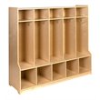 Pemberly Row 5 Section Wood School Coat Locker with Bench in Natural