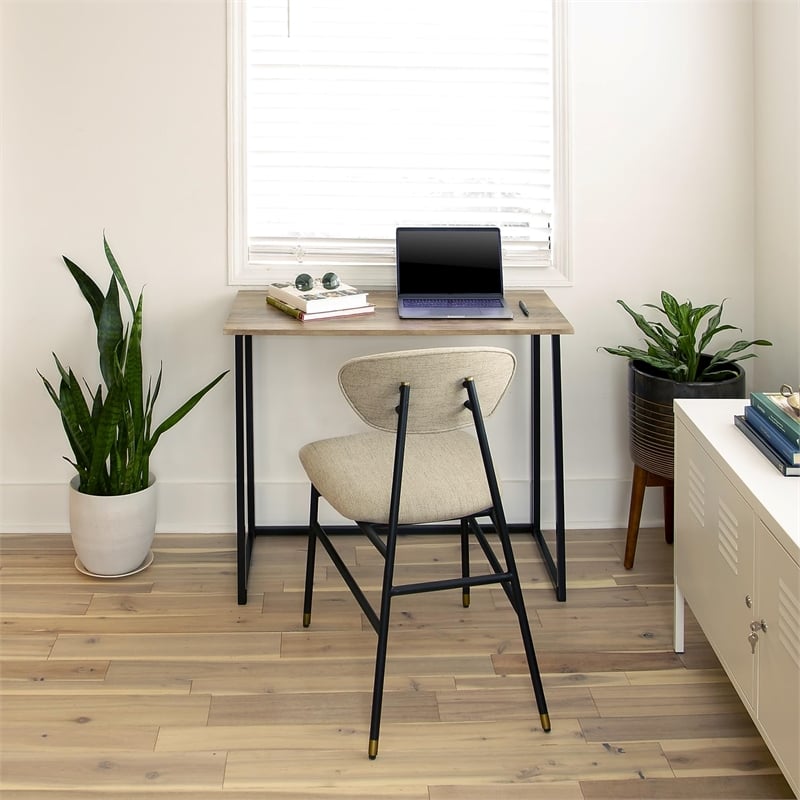 Pemberly Row 360 Degree Tablet Rotation Plastic Mobile Desk Chair in Gray