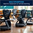 Pemberly Row 360 Degree Tablet Rotation Plastic Mobile Desk Chair in Gray