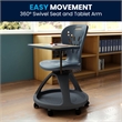 Pemberly Row 360 Degree Tablet Rotation Plastic Mobile Desk Chair in Gray