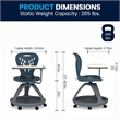 Pemberly Row 360 Degree Tablet Rotation Plastic Mobile Desk Chair in Gray