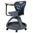 Pemberly Row 360 Degree Tablet Rotation Plastic Mobile Desk Chair in Gray