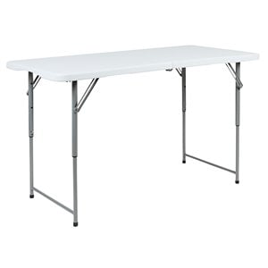 Pemberly Row Adjustable Bi-Fold Plastic Folding Table in Granite White