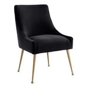 Pemberly Row Modern 19&quot Transitional Velvet Side Chair in Black