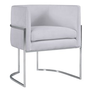 Pemberly Row 19&quot Transitional Velvet Dining Chair in Gray/Silver