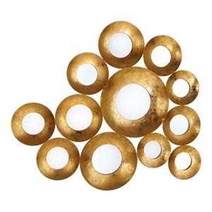 Pemberly Row 30&quotH Transitional Glass Mirror in Distressed Gold