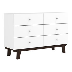 Pemberly Row Contemporary 6-Drawer Wood Dresser in Matte White