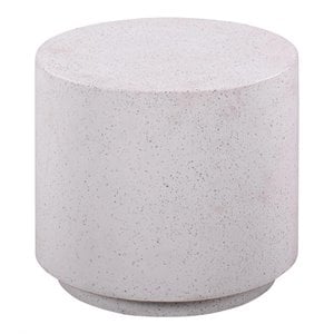 Pemberly Row 17.8&quotH Light Speckled Concrete Stone Side Table in Gray
