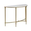 Pemberly Row Modern Metal and Marble Console Table in Gold/White