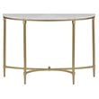 Pemberly Row Modern Metal and Marble Console Table in Gold/White