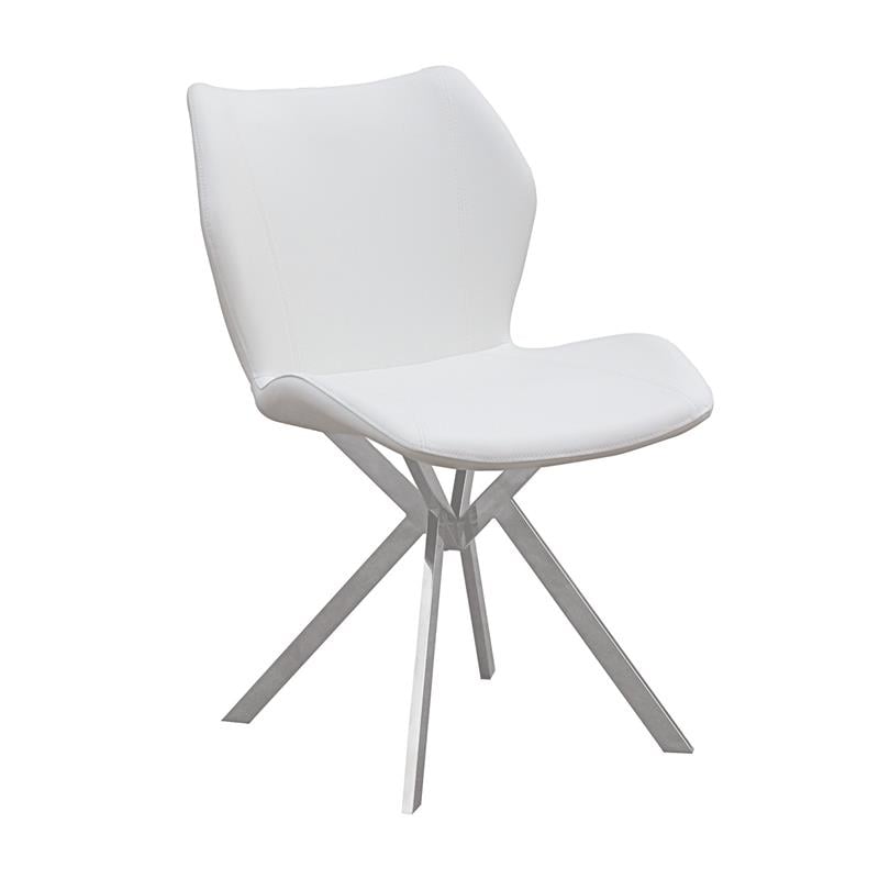 Pemberly Row Dining Chair with White Seat and Stainless Steel Legs Set of 4