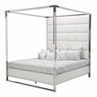 Pemberly Row Modern Metal Eastern King Canopy Bed in Satin White