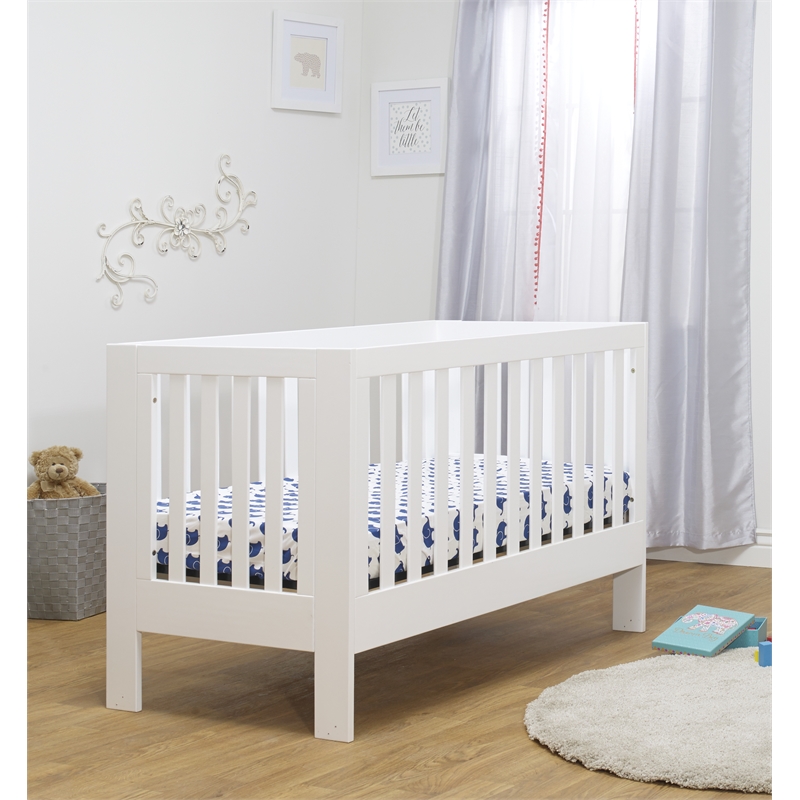 Pemberly Row Modern New Zealand Pine Solid Wood Full Size Portable Crib in White