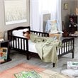 Pemberly Row Contemporary New Zealand Pine Solid Wood Toddler Bed in Espresso