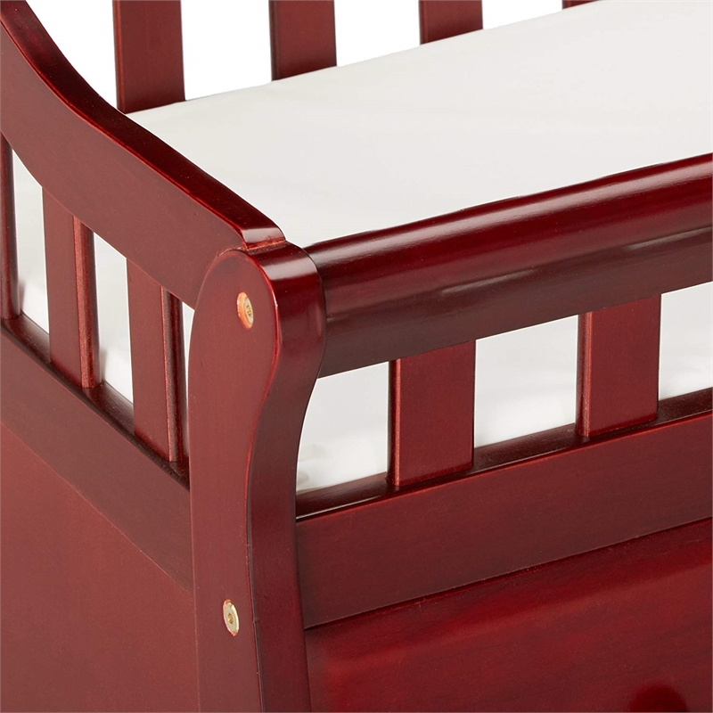 Pemberly Row Modern New Zealand Pine Solid Wood Changing Tables in Cherry