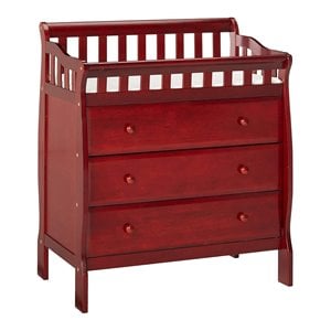 Pemberly Row Modern New Zealand Pine Solid Wood Changing Tables in Cherry