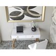Pemberly Row Modern Steel/Wood Desk in Glossy White Lacquer/Gold
