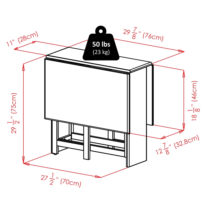 Pemberly Row Double Drop Leaf Transitional Solid Wood Dining Table in Walnut