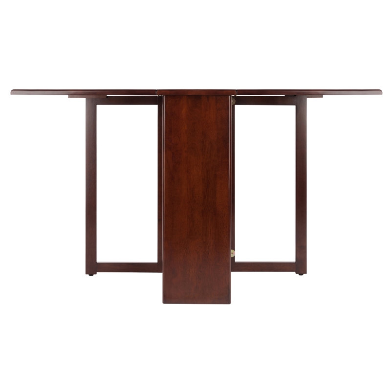 Pemberly Row Double Drop Leaf Transitional Solid Wood Dining Table in Walnut