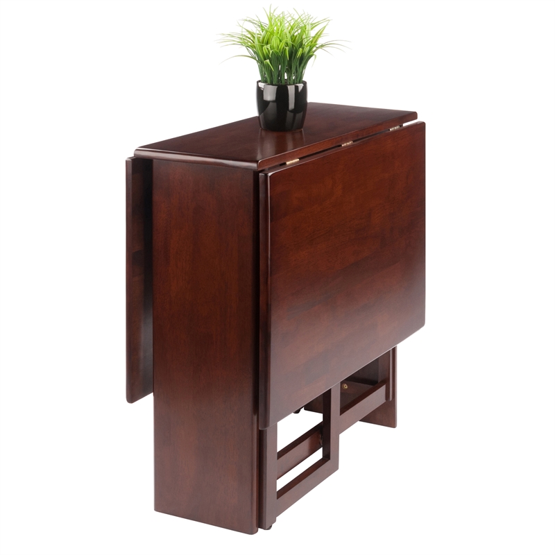 Pemberly Row Double Drop Leaf Transitional Solid Wood Dining Table in Walnut