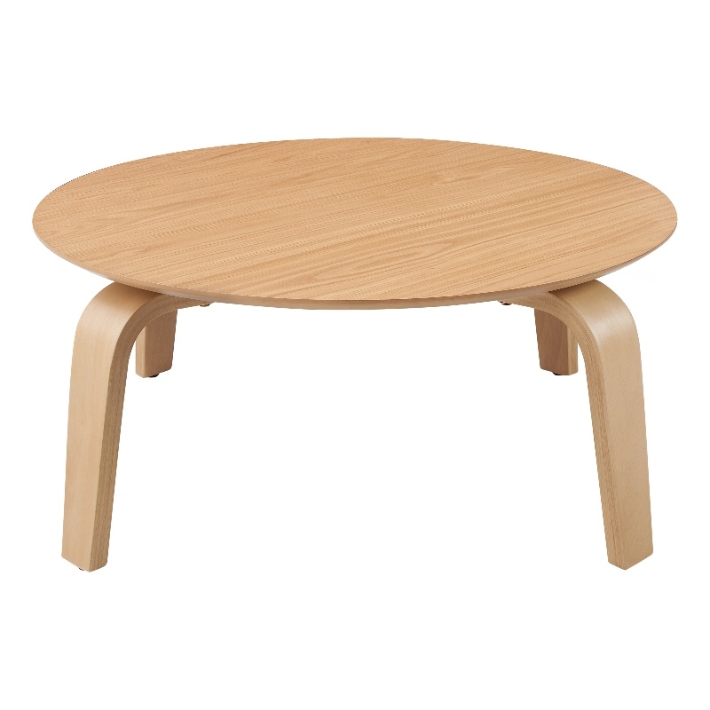 Pemberly Row Round Shape Mid-Century Wood Coffee Table in Oak