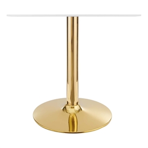 Pemberly Row 28&quot Square Modern Wood & Metal Dining Table in White/Gold