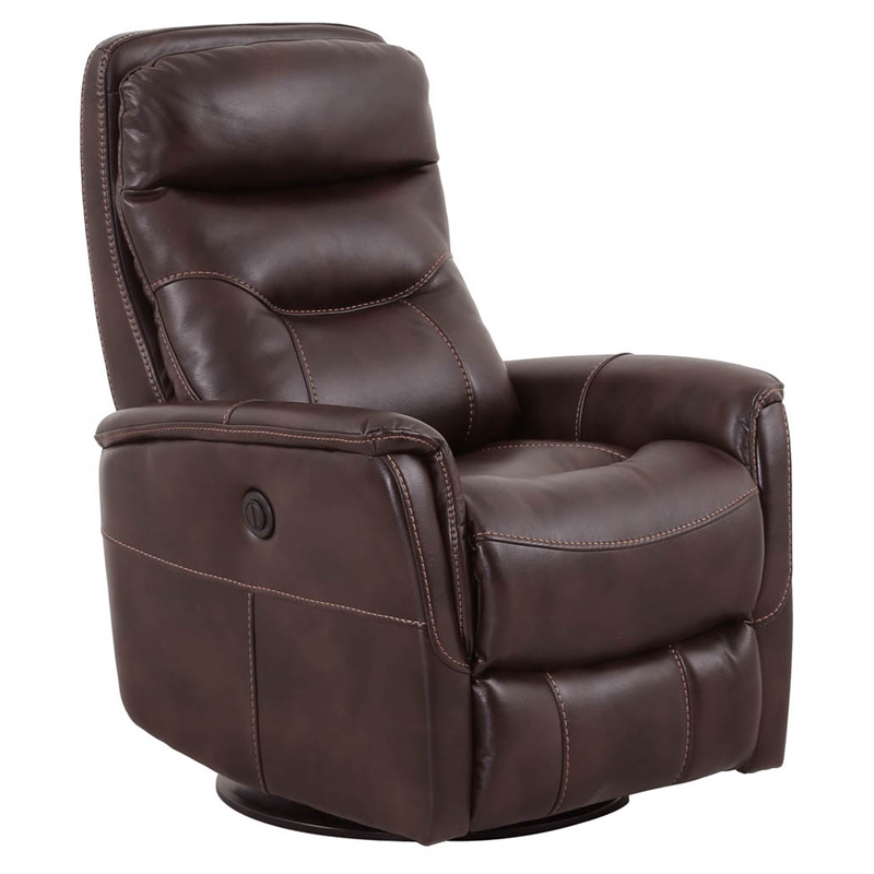 Pemberly Row Polyester/PU Power Swivel Glider Recliner in Truffle Brown