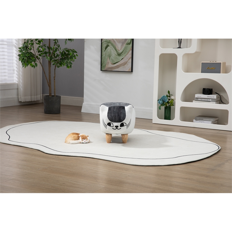 Pemberly Row Cat Condo Fabric Pet House Ottoman in Multi-Color