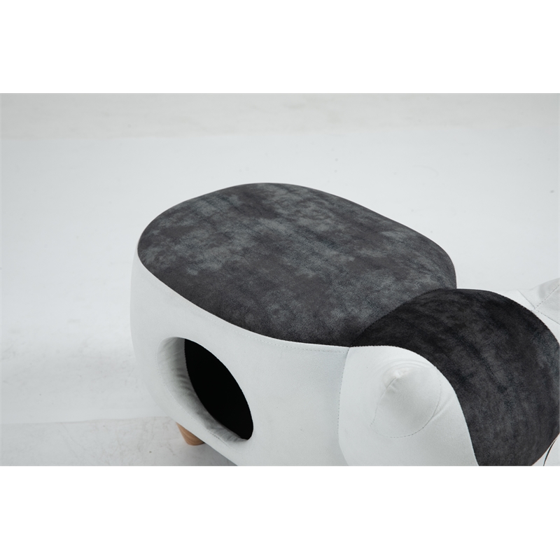 Pemberly Row Cat Condo Fabric Pet House Ottoman in Multi-Color