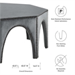 Pemberly Row Modern Performance Velvet Ottoman in Gray/Black