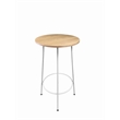 Pemberly Row Round Modern Wood Veneer/Metal Bar Table in White