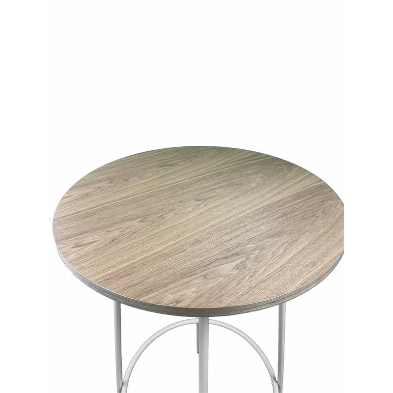 Pemberly Row Round Modern Wood Veneer/Metal Bar Table in White