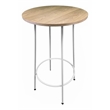 Pemberly Row Round Modern Wood Veneer/Metal Bar Table in White