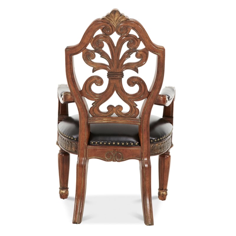 Pemberly Row Modern Wood and Leather Desk Chair - Classic Chestnut