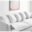 Pemberly Row Modern Wood and Fabric Slipcover Sofa in White Finish