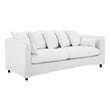 Pemberly Row Modern Wood and Fabric Slipcover Sofa in White Finish
