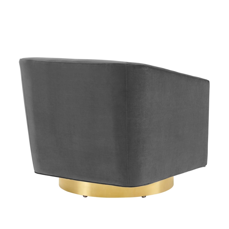 Pemberly Row Performance Velvet Swivel Chair in Gold & Charcoal