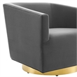 Pemberly Row Performance Velvet Swivel Chair in Gold & Charcoal