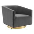 Pemberly Row Performance Velvet Swivel Chair in Gold & Charcoal
