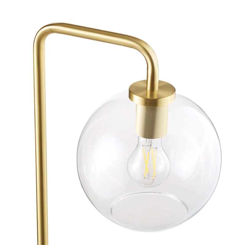Pemberly Row 1-Light Modern Glass/Metal Floor Lamp in Satin Brass