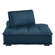 Pemberly Row Modern Tufted Fabric and Wood Armless Chair in Azure Blue