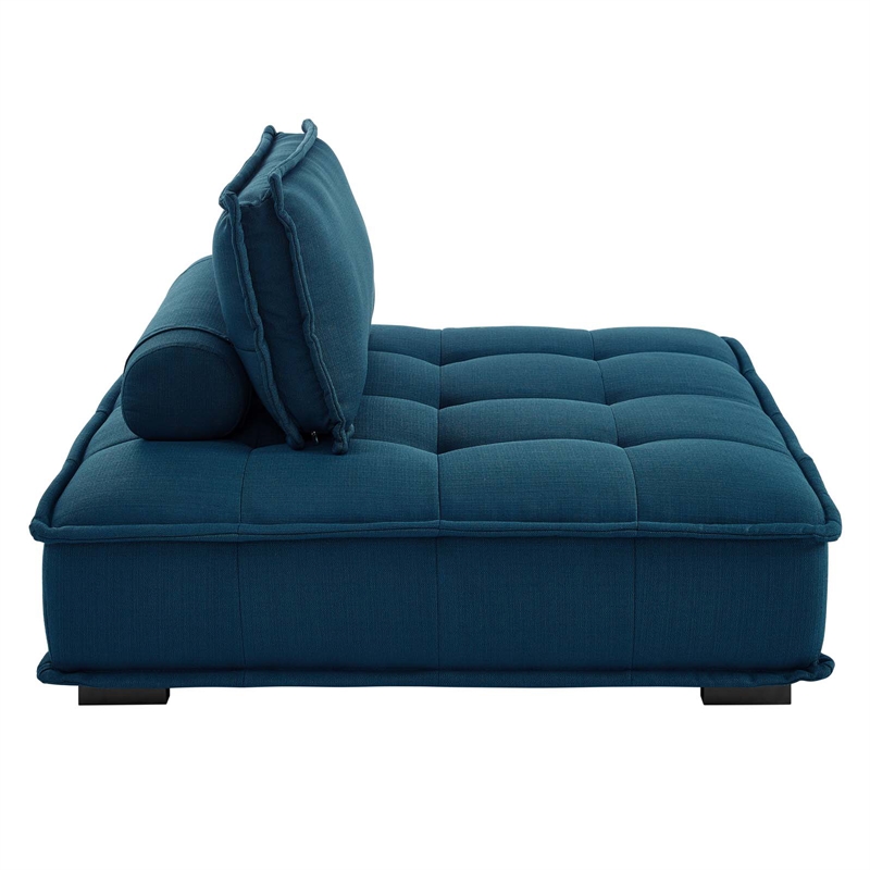 Pemberly Row Modern Tufted Fabric and Wood Armless Chair in Azure Blue
