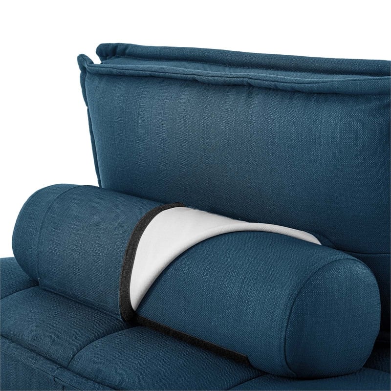 Pemberly Row Modern Tufted Fabric and Wood Armless Chair in Azure Blue
