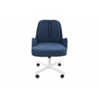 Pemberly Row Fabric Dining Upholstered Caster Chair in Antonio Navy (set of 2)