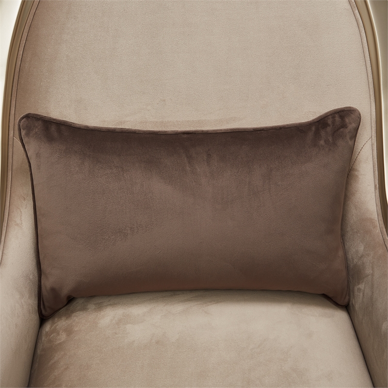 Pemberly Row Modern Accent Velvet Chair in Porcini/Hazelnut Brown