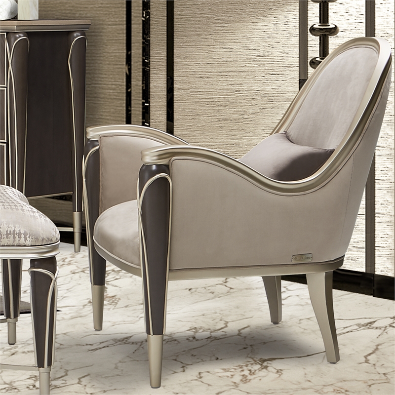 Pemberly Row Modern Accent Velvet Chair in Porcini/Hazelnut Brown